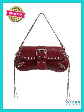 PU Leather Clutch Shoulder Bag Y2K Goth Rivet Small Purse